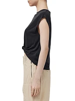 Jenna Cap-Sleeve Knotted T-Shirt