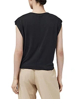 Jenna Cap-Sleeve Knotted T-Shirt