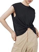 Jenna Cap-Sleeve Knotted T-Shirt