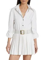 Belted Pleated Mini Shirtdress