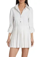 Belted Pleated Mini Shirtdress