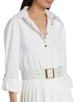 Belted Pleated Mini Shirtdress