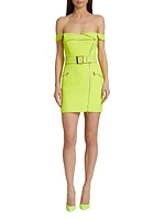 Belted Biker Crepe Minidress