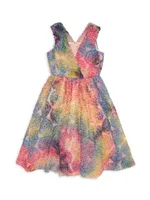 Little Girl's & Tie-Dye Ruffle-Trim Dress