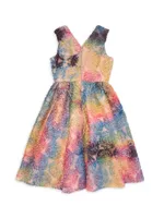 Little Girl's & Tie-Dye Ruffle-Trim Dress