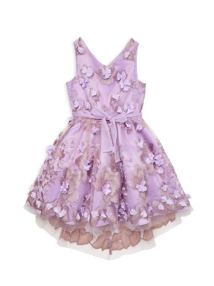 Little Girl's & Floral Appliqué Tulle Dress