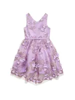 Little Girl's & Floral Appliqué Tulle Dress