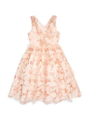 Little Girl's & Floral Tea Length Dress