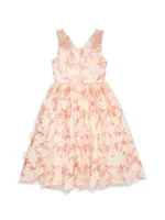 Little Girl's & Floral Tea Length Dress