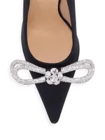 Double Bow 95MM Silk & Crystal Pumps