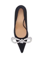 Double Bow 95MM Silk & Crystal Pumps