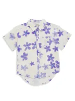 Little Girl's & Oxford Floral Short-Sleeve Shirt