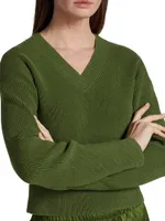 Drop-Shoulder V-Neck Sweater