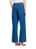 Wide-Leg Rhinestone Jeans