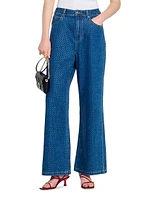 Wide-Leg Rhinestone Jeans