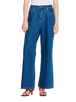 Wide-Leg Rhinestone Jeans