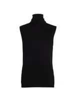 Sleeveless CashmereTurtleneck Sweater Vest