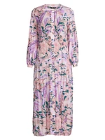 Floral Drop-Waist Pleated Maxi Dress