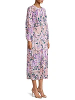 Floral Drop-Waist Pleated Maxi Dress