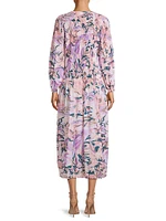 Floral Drop-Waist Pleated Maxi Dress