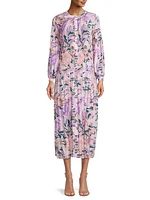 Floral Drop-Waist Pleated Maxi Dress