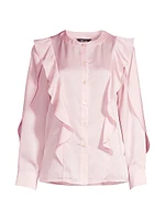 Ruffle-Embellished Satin Blouse