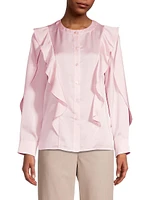 Ruffle-Embellished Satin Blouse