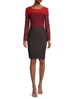 Ombre Lace Sheath Dress