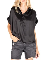 Peggy Short-Sleeve Silk Blouse