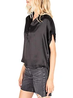 Peggy Short-Sleeve Silk Blouse