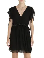 Camille V-Neck Chiffon Minidress