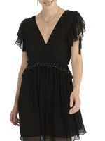 Camille V-Neck Chiffon Minidress