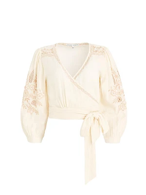 Amie Embroidered Wrap Top