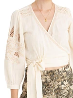 Amie Embroidered Wrap Top