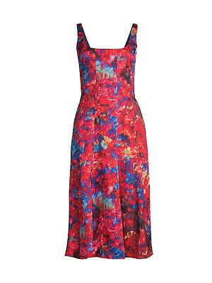 City Garden Floral Godet Midi-Dress