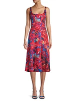 City Garden Floral Godet Midi-Dress