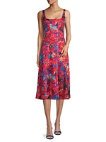 City Garden Floral Godet Midi-Dress