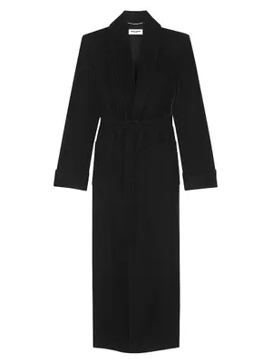 Long Belted Coat Cupro Velvet