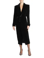 Long Belted Coat Cupro Velvet