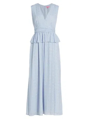 V-Neck Flounce Chiffon Gown