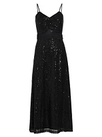 Sequined Cut-Out Slip Midi Dress