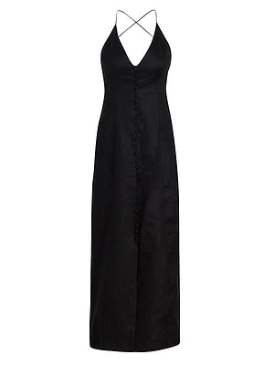 Halcyon Linen Buttoned Maxi Dress