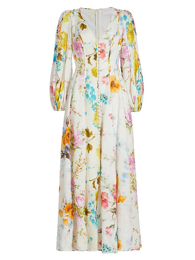 Halcyon Paneled Linen Maxi Dress