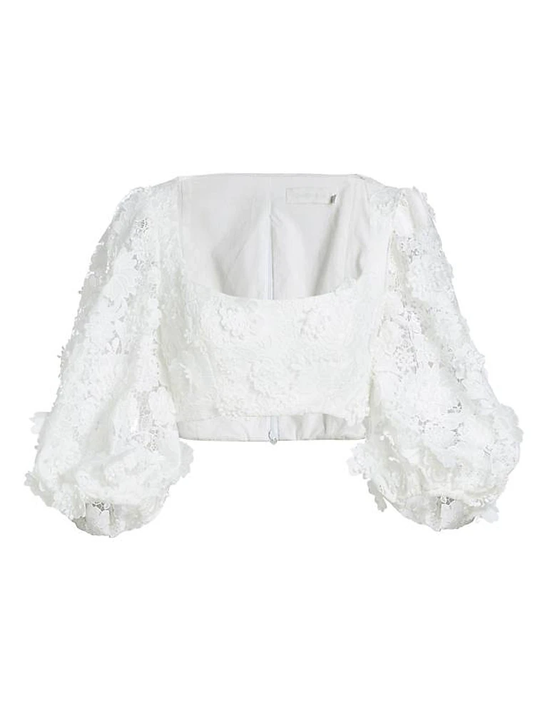 Raie Lace Flower Crop Top