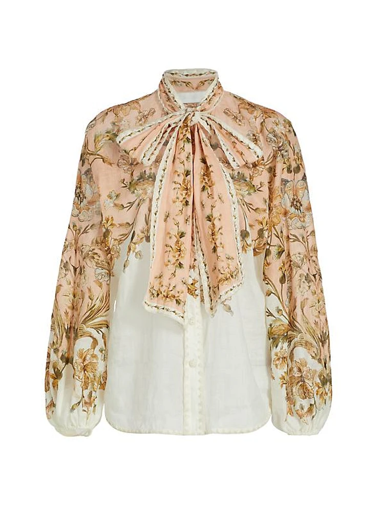 Chintz Tie-Neck Blouse