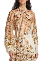 Chintz Tie-Neck Blouse