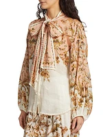 Chintz Tie-Neck Blouse