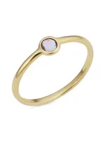 14K Yellow Solid Gold Amethyst Bijoux Ring