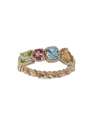 18K Yellow Gold & Semi-Precious Multi-Gemstone Ring