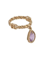 18K Yellow Gold & Amethyst Twisted Ring